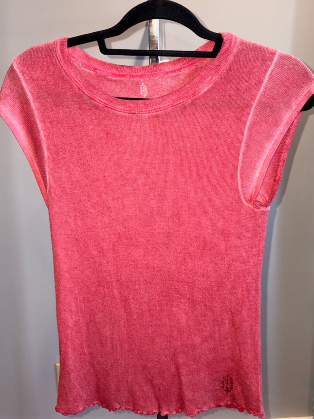 Free People Redish-Pink Cap-Sleeve T-shirt